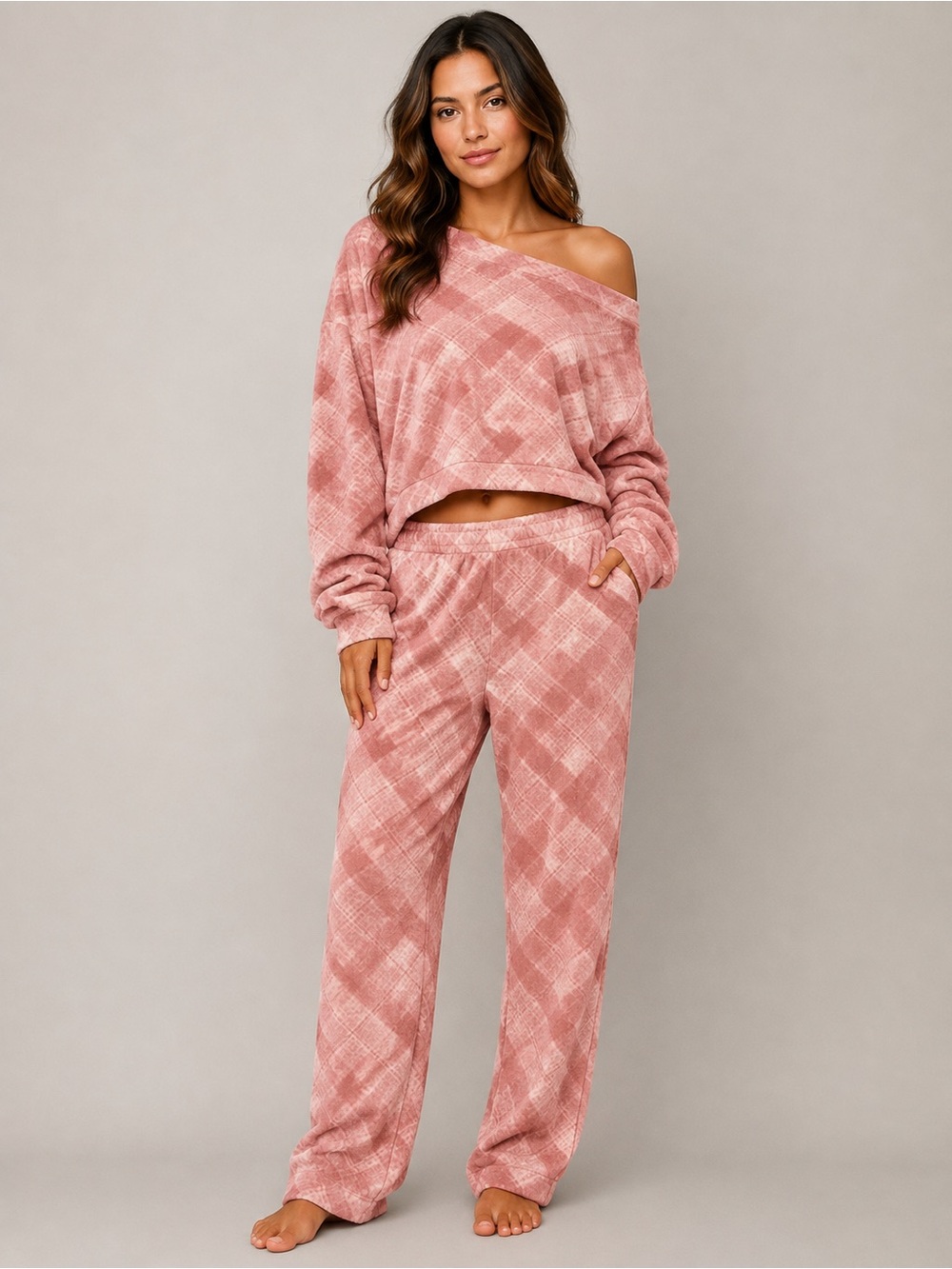 WIN WIN fleece two piece cropped top and matching leggings
